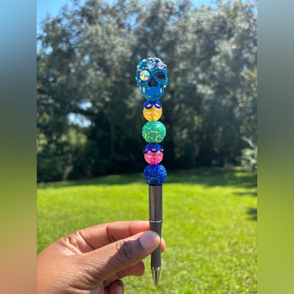 Blue Skull Custom Made Pen - Picture 1 of 3